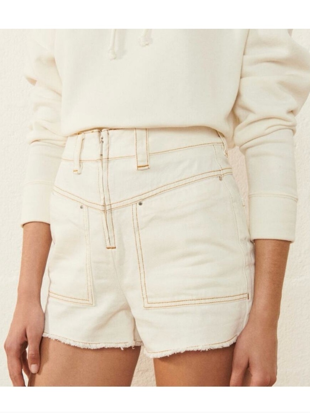 ba&sh White David Jean Shorts Medium